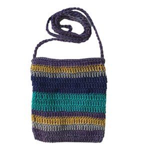 Crochet Striped Small Crossbody Bag